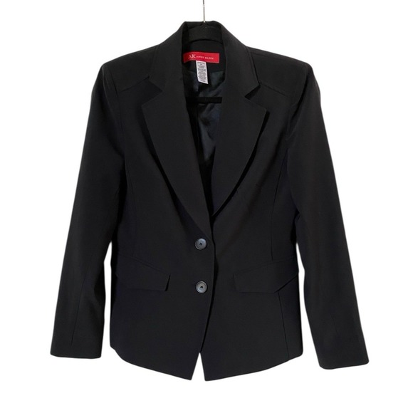 Anne Klein Blazer Women Black Size 8 Petites Stretch Classic Preppy Office Chic - Picture 1 of 6